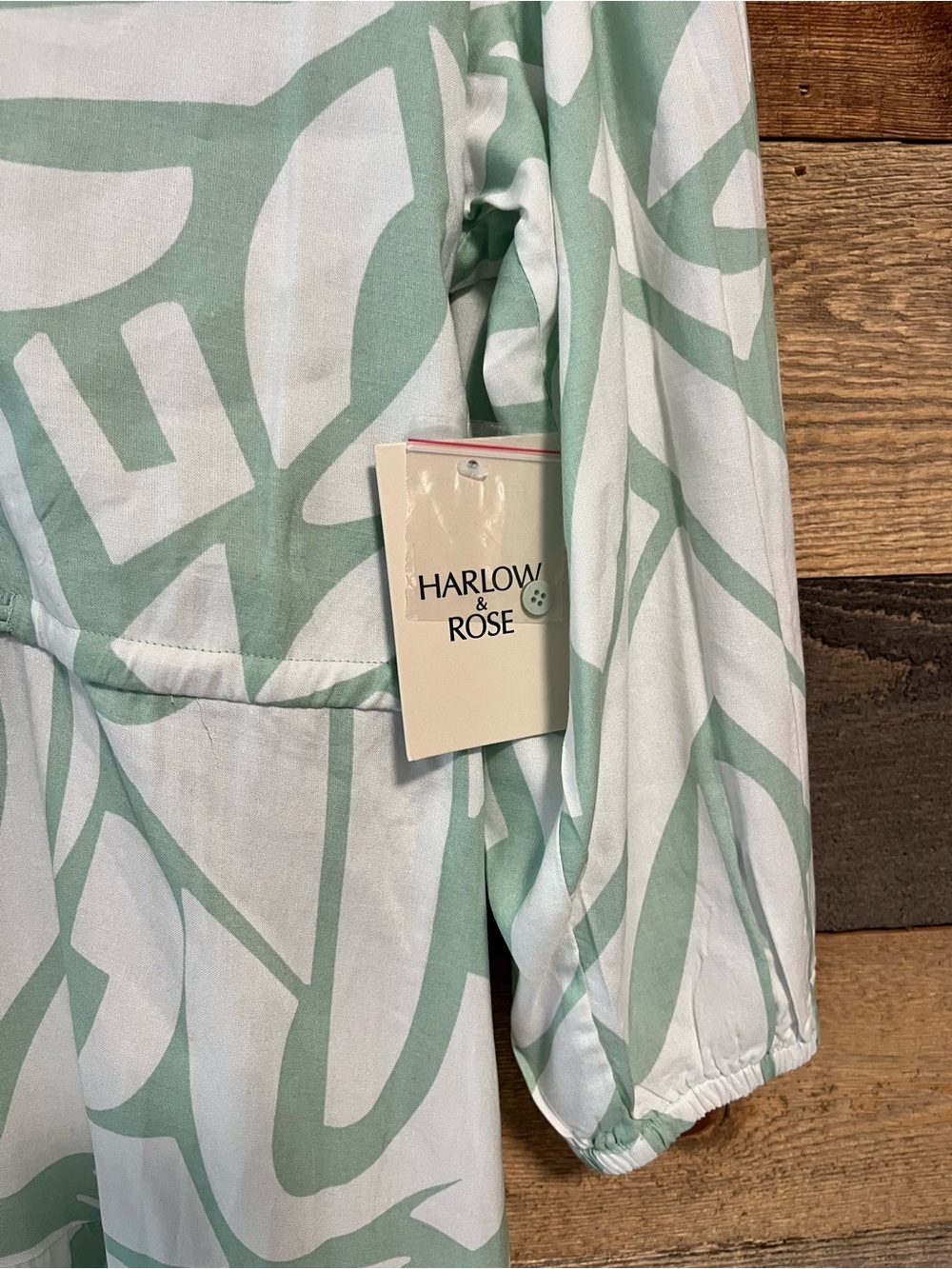 Harlow & Rose Casual Mint & White Abstract Print Maxi Dress - Picture 4 of 4
